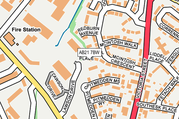 AB21 7BW map - OS OpenMap – Local (Ordnance Survey)