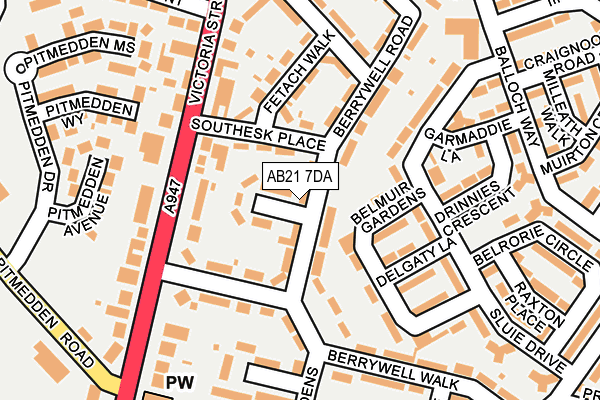 AB21 7DA map - OS OpenMap – Local (Ordnance Survey)