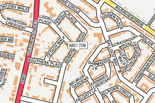 AB21 7DB map - OS OpenMap – Local (Ordnance Survey)