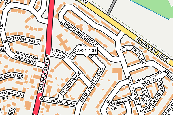 AB21 7DD map - OS OpenMap – Local (Ordnance Survey)