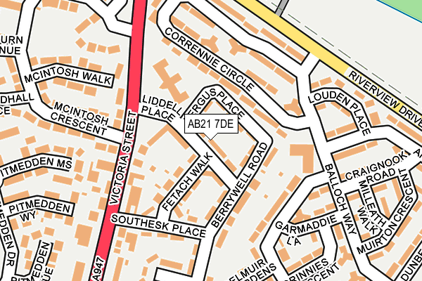 AB21 7DE map - OS OpenMap – Local (Ordnance Survey)