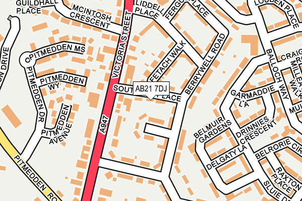 AB21 7DJ map - OS OpenMap – Local (Ordnance Survey)