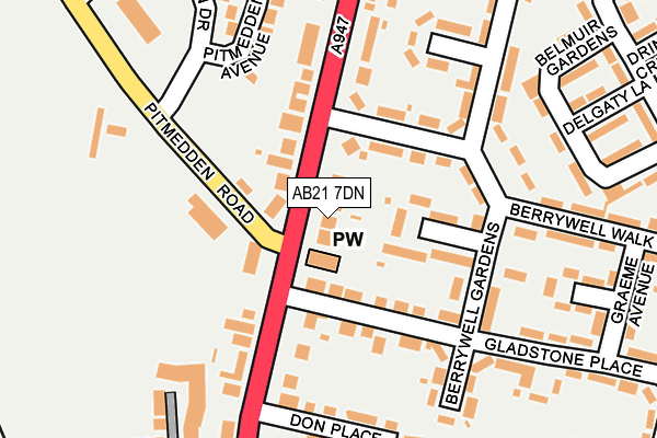 AB21 7DN map - OS OpenMap – Local (Ordnance Survey)