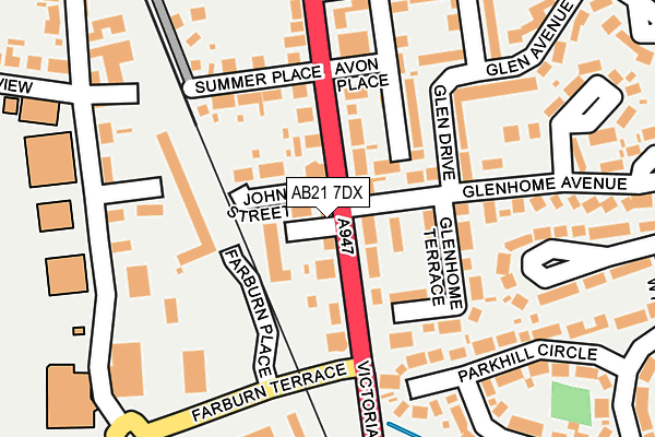 AB21 7DX map - OS OpenMap – Local (Ordnance Survey)