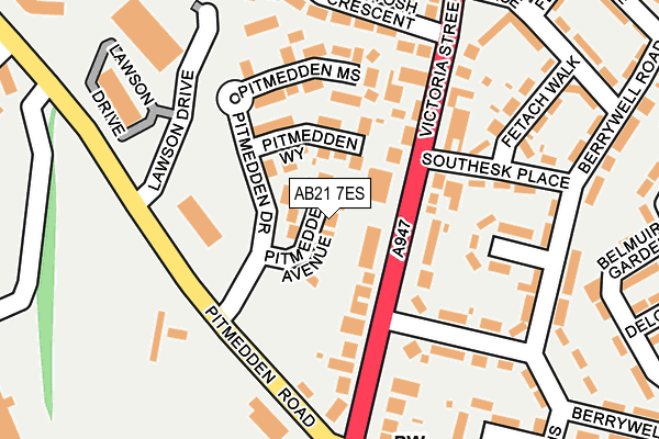 AB21 7ES map - OS OpenMap – Local (Ordnance Survey)