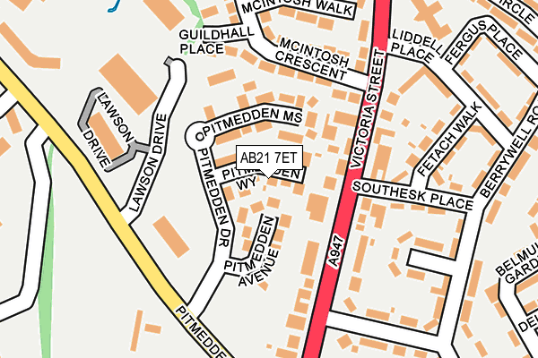 AB21 7ET map - OS OpenMap – Local (Ordnance Survey)