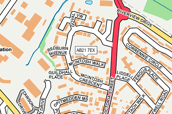 AB21 7EX map - OS OpenMap – Local (Ordnance Survey)