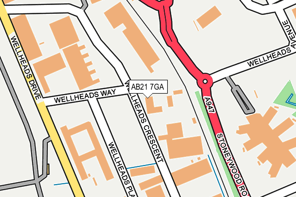 AB21 7GA map - OS OpenMap – Local (Ordnance Survey)