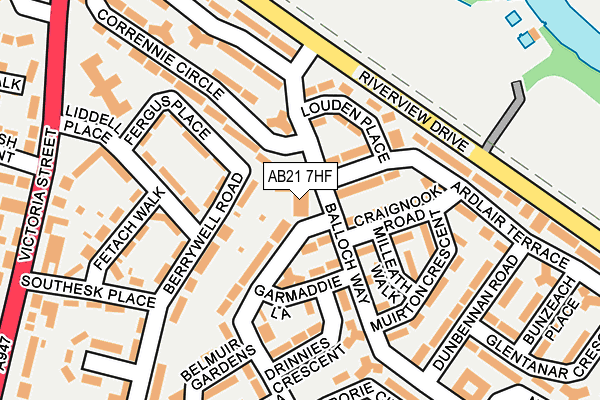 AB21 7HF map - OS OpenMap – Local (Ordnance Survey)