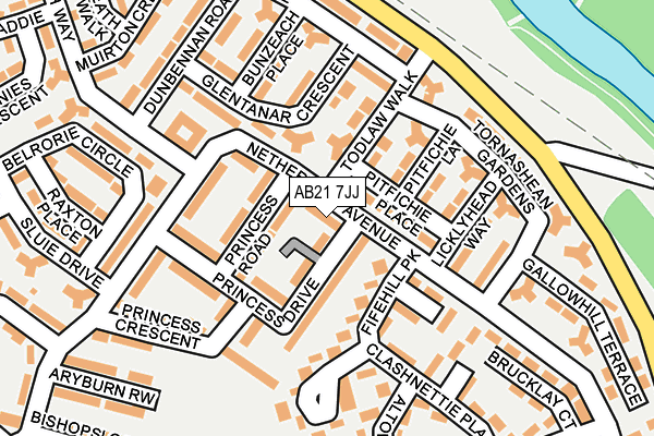 AB21 7JJ map - OS OpenMap – Local (Ordnance Survey)