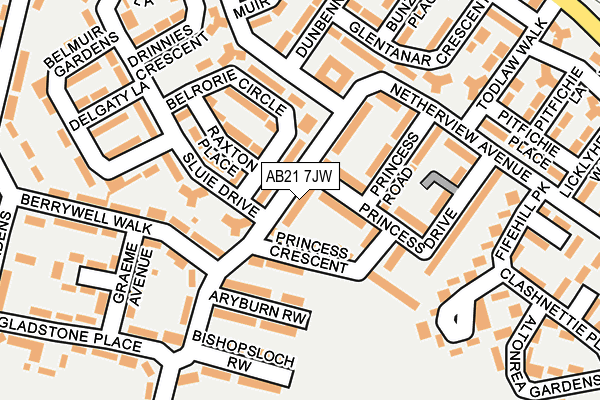 AB21 7JW map - OS OpenMap – Local (Ordnance Survey)