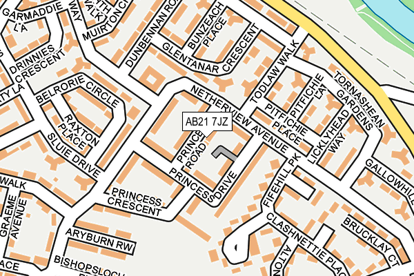 AB21 7JZ map - OS OpenMap – Local (Ordnance Survey)