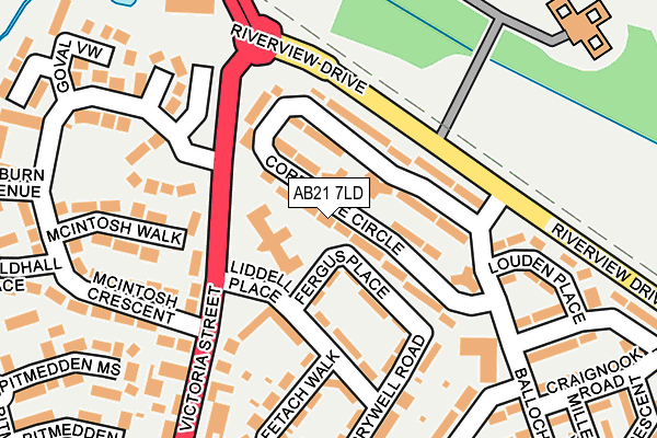 AB21 7LD map - OS OpenMap – Local (Ordnance Survey)