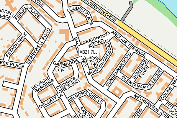 AB21 7LJ map - OS OpenMap – Local (Ordnance Survey)