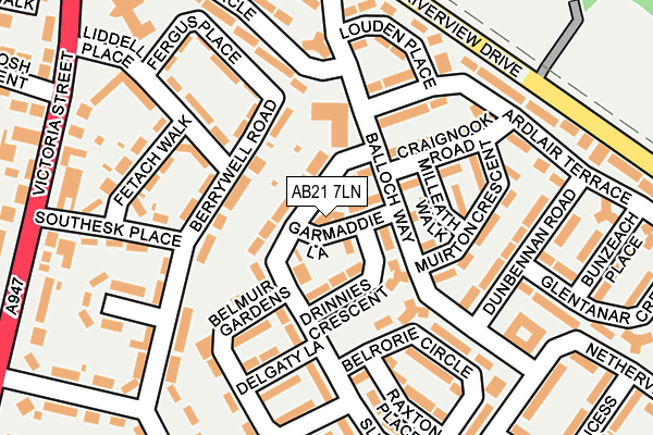 AB21 7LN map - OS OpenMap – Local (Ordnance Survey)