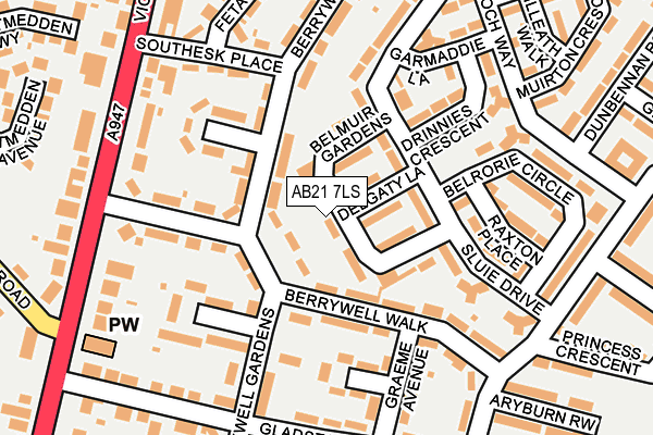 AB21 7LS map - OS OpenMap – Local (Ordnance Survey)