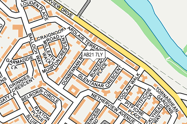 AB21 7LY map - OS OpenMap – Local (Ordnance Survey)
