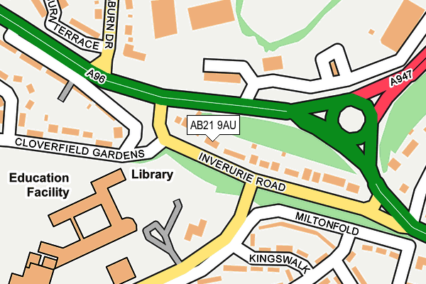 AB21 9AU map - OS OpenMap – Local (Ordnance Survey)