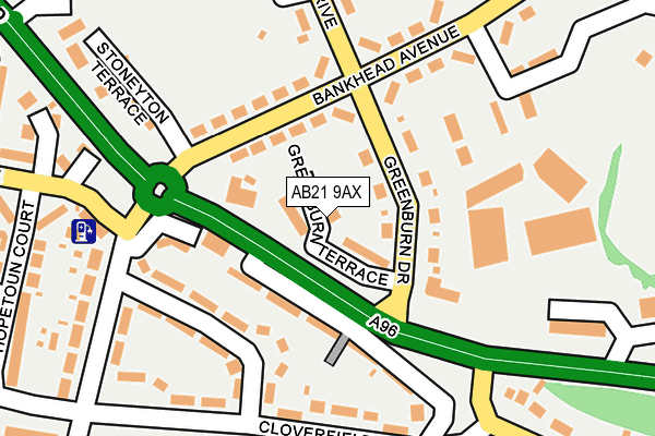 AB21 9AX map - OS OpenMap – Local (Ordnance Survey)