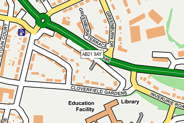 AB21 9AY map - OS OpenMap – Local (Ordnance Survey)