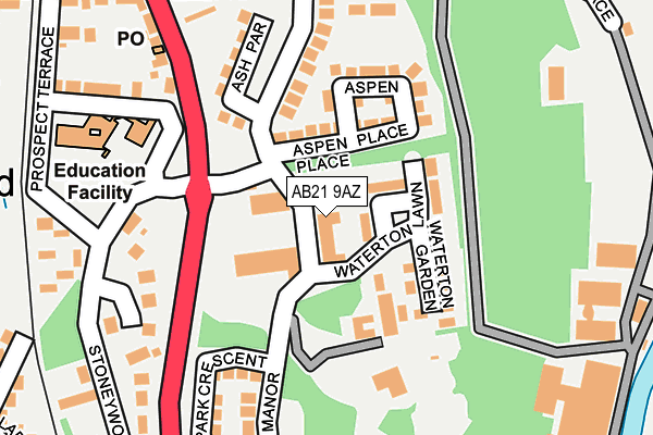 AB21 9AZ map - OS OpenMap – Local (Ordnance Survey)