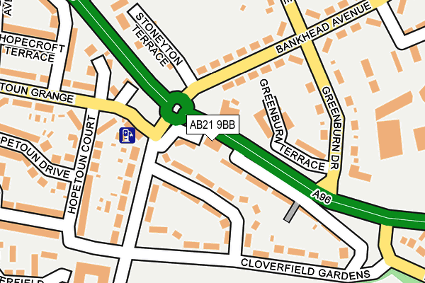 AB21 9BB map - OS OpenMap – Local (Ordnance Survey)