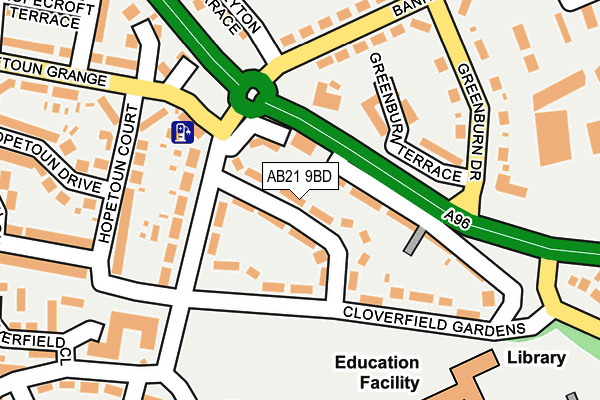 AB21 9BD map - OS OpenMap – Local (Ordnance Survey)
