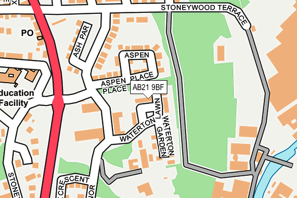 AB21 9BF map - OS OpenMap – Local (Ordnance Survey)