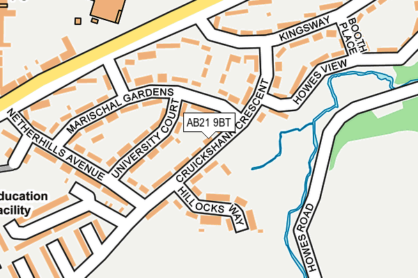 AB21 9BT map - OS OpenMap – Local (Ordnance Survey)
