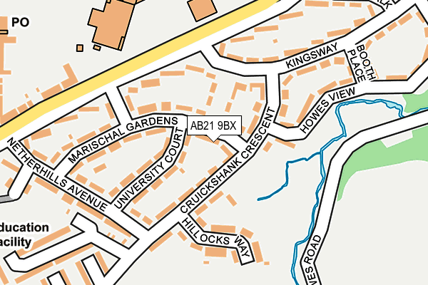 AB21 9BX map - OS OpenMap – Local (Ordnance Survey)