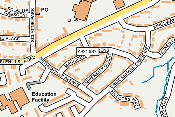 AB21 9BY map - OS OpenMap – Local (Ordnance Survey)