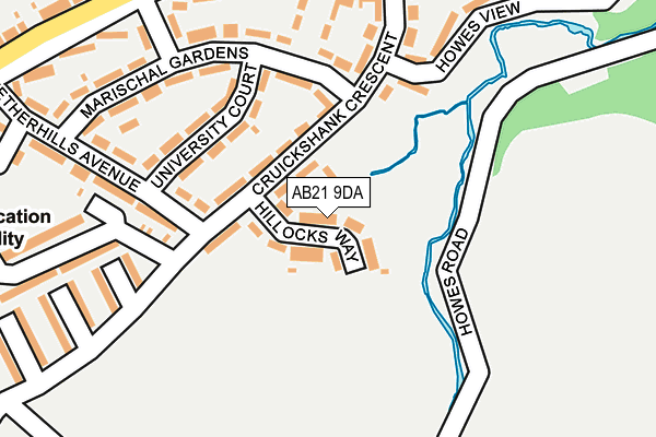 AB21 9DA map - OS OpenMap – Local (Ordnance Survey)