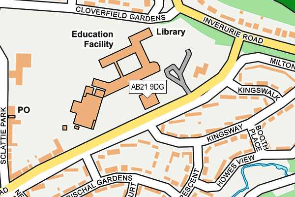 AB21 9DG map - OS OpenMap – Local (Ordnance Survey)