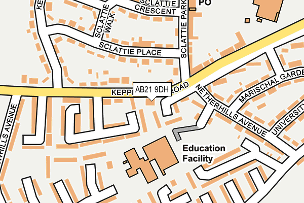 AB21 9DH map - OS OpenMap – Local (Ordnance Survey)