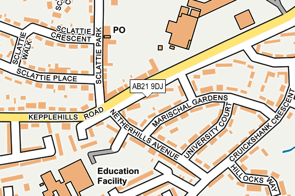 AB21 9DJ map - OS OpenMap – Local (Ordnance Survey)