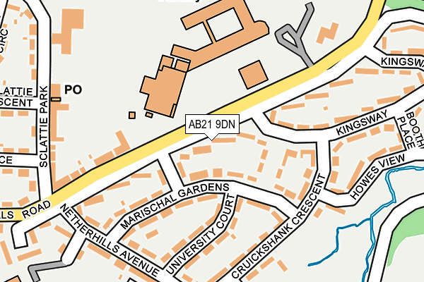 AB21 9DN map - OS OpenMap – Local (Ordnance Survey)