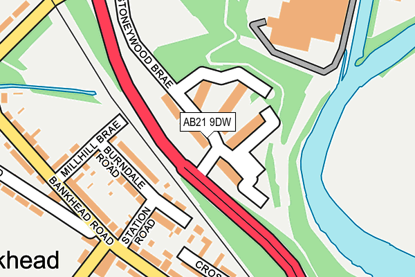 AB21 9DW map - OS OpenMap – Local (Ordnance Survey)