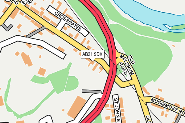 AB21 9DX map - OS OpenMap – Local (Ordnance Survey)