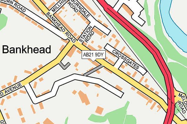 AB21 9DY map - OS OpenMap – Local (Ordnance Survey)