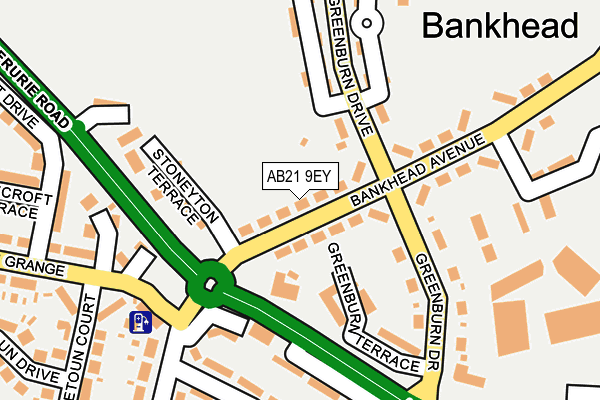 AB21 9EY map - OS OpenMap – Local (Ordnance Survey)