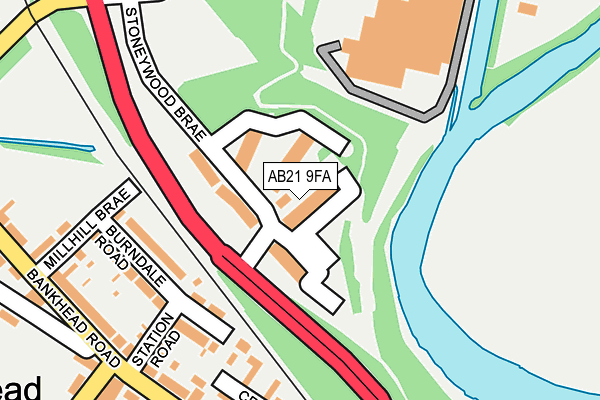 AB21 9FA map - OS OpenMap – Local (Ordnance Survey)
