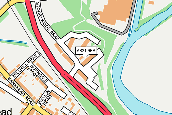 AB21 9FB map - OS OpenMap – Local (Ordnance Survey)