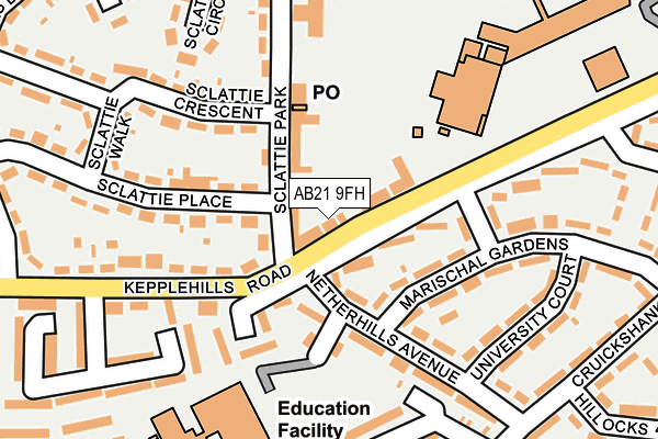 AB21 9FH map - OS OpenMap – Local (Ordnance Survey)