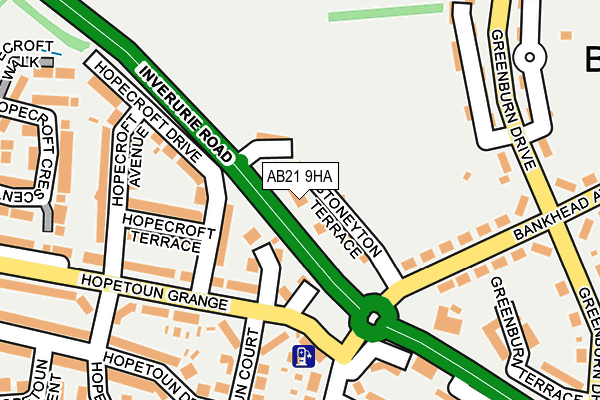 AB21 9HA map - OS OpenMap – Local (Ordnance Survey)