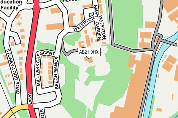 AB21 9HX map - OS OpenMap – Local (Ordnance Survey)