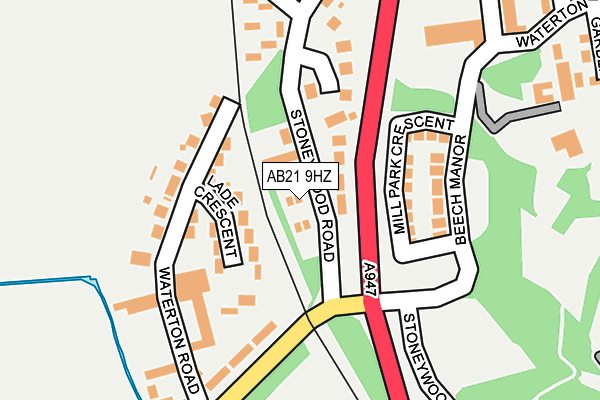 AB21 9HZ map - OS OpenMap – Local (Ordnance Survey)