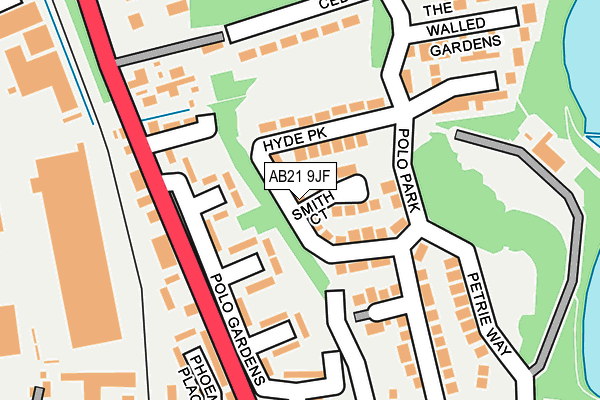 AB21 9JF map - OS OpenMap – Local (Ordnance Survey)