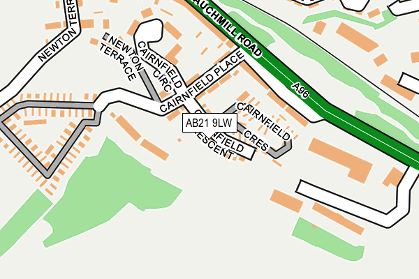 AB21 9LW map - OS OpenMap – Local (Ordnance Survey)