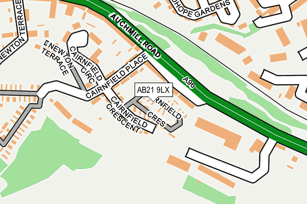 AB21 9LX map - OS OpenMap – Local (Ordnance Survey)