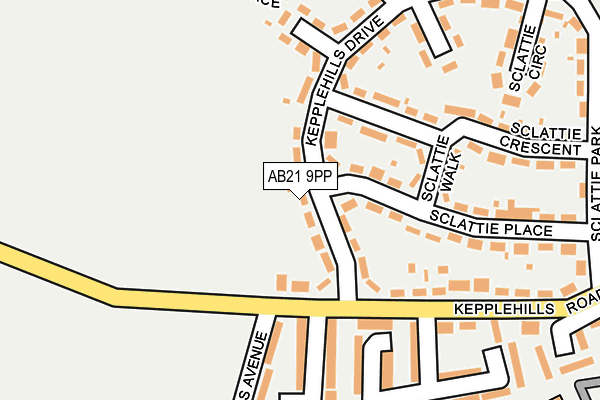AB21 9PP map - OS OpenMap – Local (Ordnance Survey)